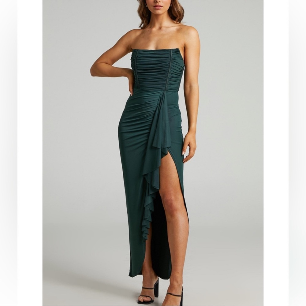 SHOWPO. NORA MIDI DRESS - CORSET DETAILING DRESS IN EMERALD 4